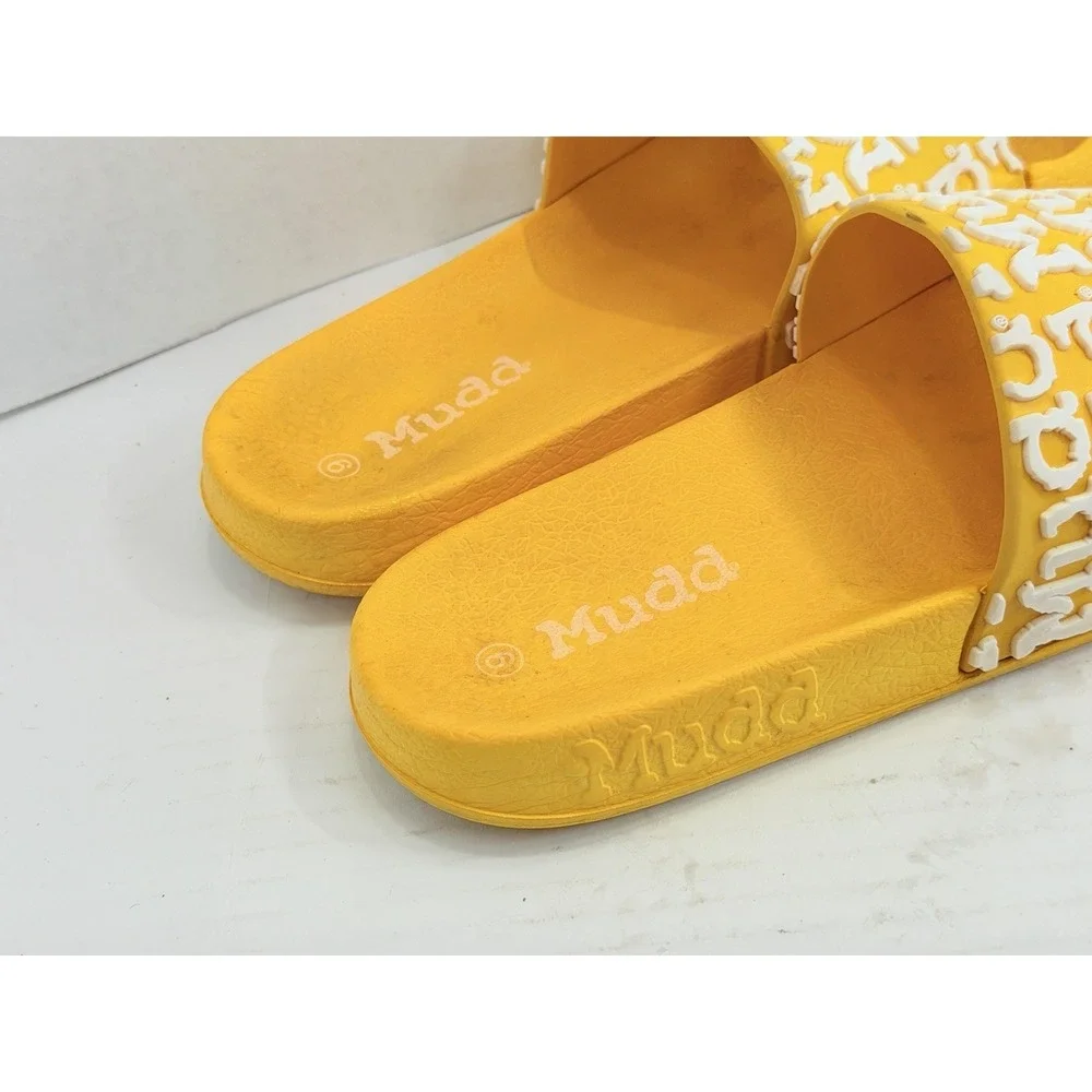 Mudd Billie15K Girls‎ Yellow Logo Slide Sandals Size 6 Y2K Comfort Summer Beach